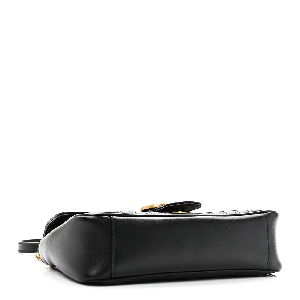 Calfskin Matelasse Small GG Marmont Shoulder Bag Black