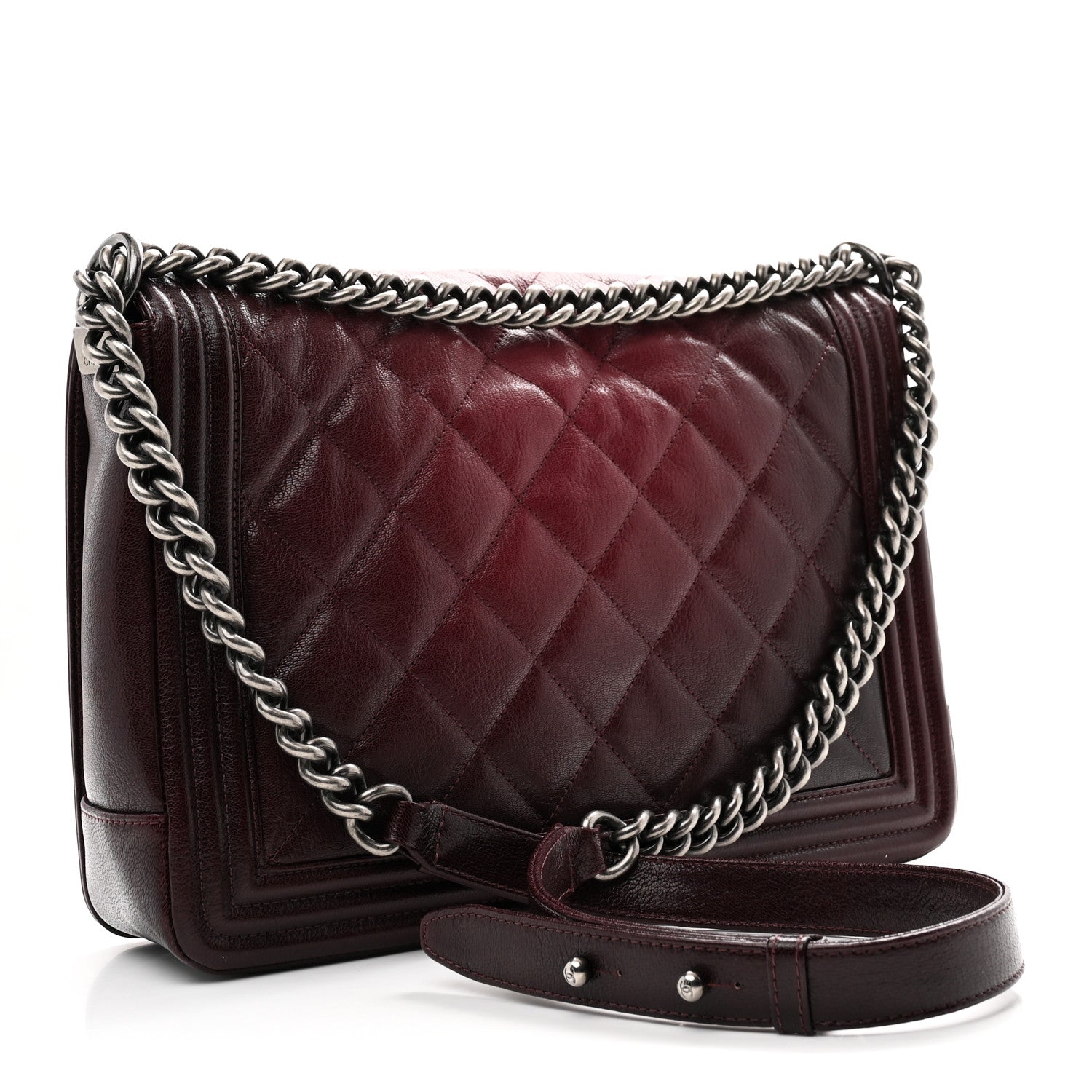 Goatskin Ombre Faded Quilted New Medium Boy Flap Burgundy