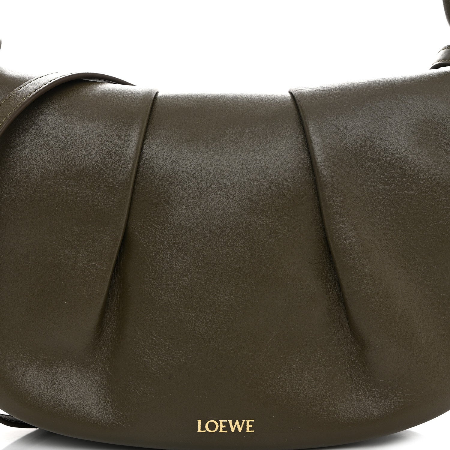 Shiny Nappa Calfskin Paseo Satchel Dark Khaki