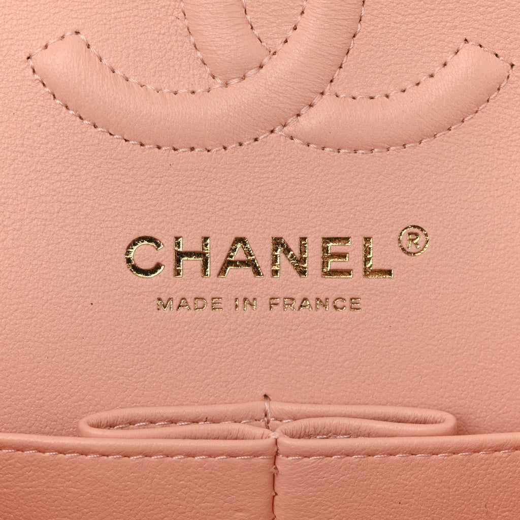 Lambskin Quilted Small Double Flap Light Orange