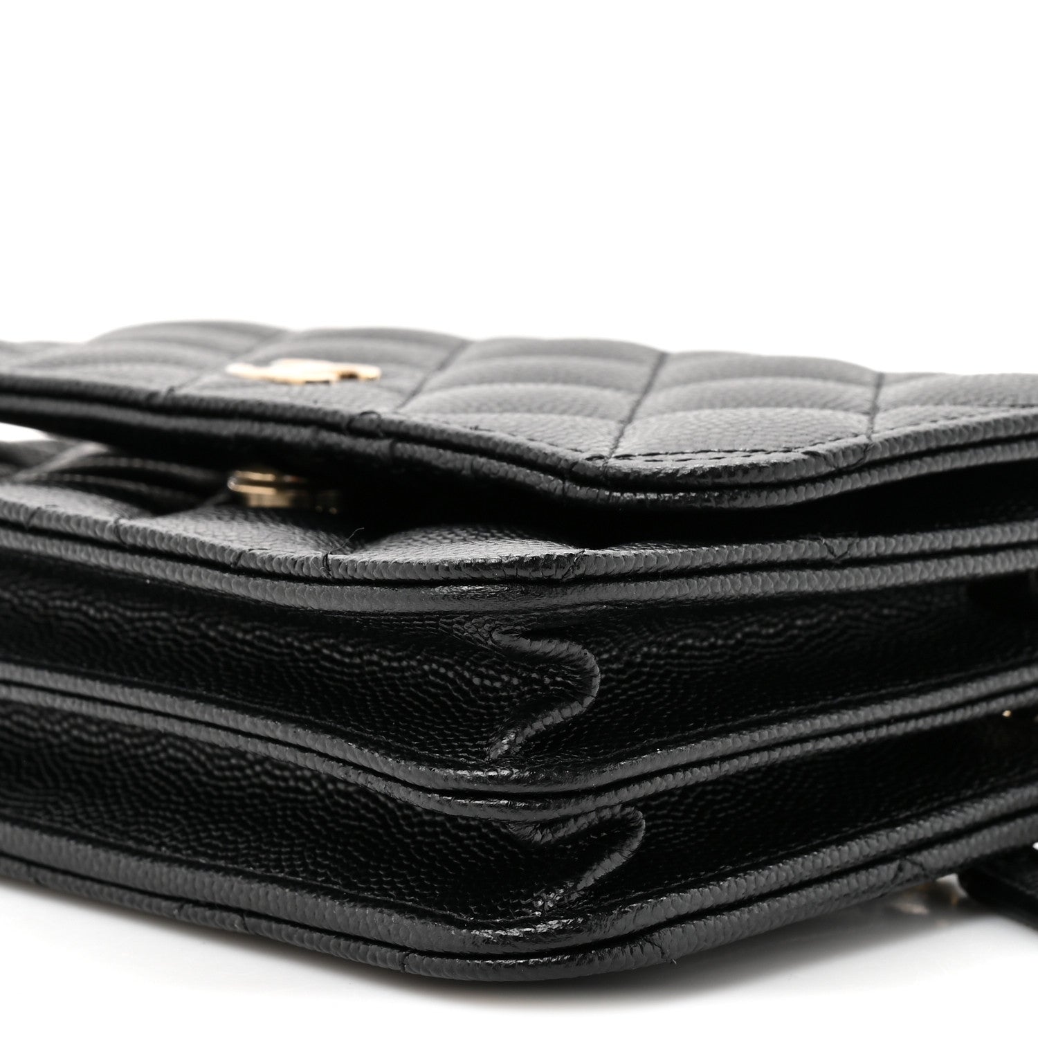 Caviar Quilted Mini Wallet On Chain WOC Black
