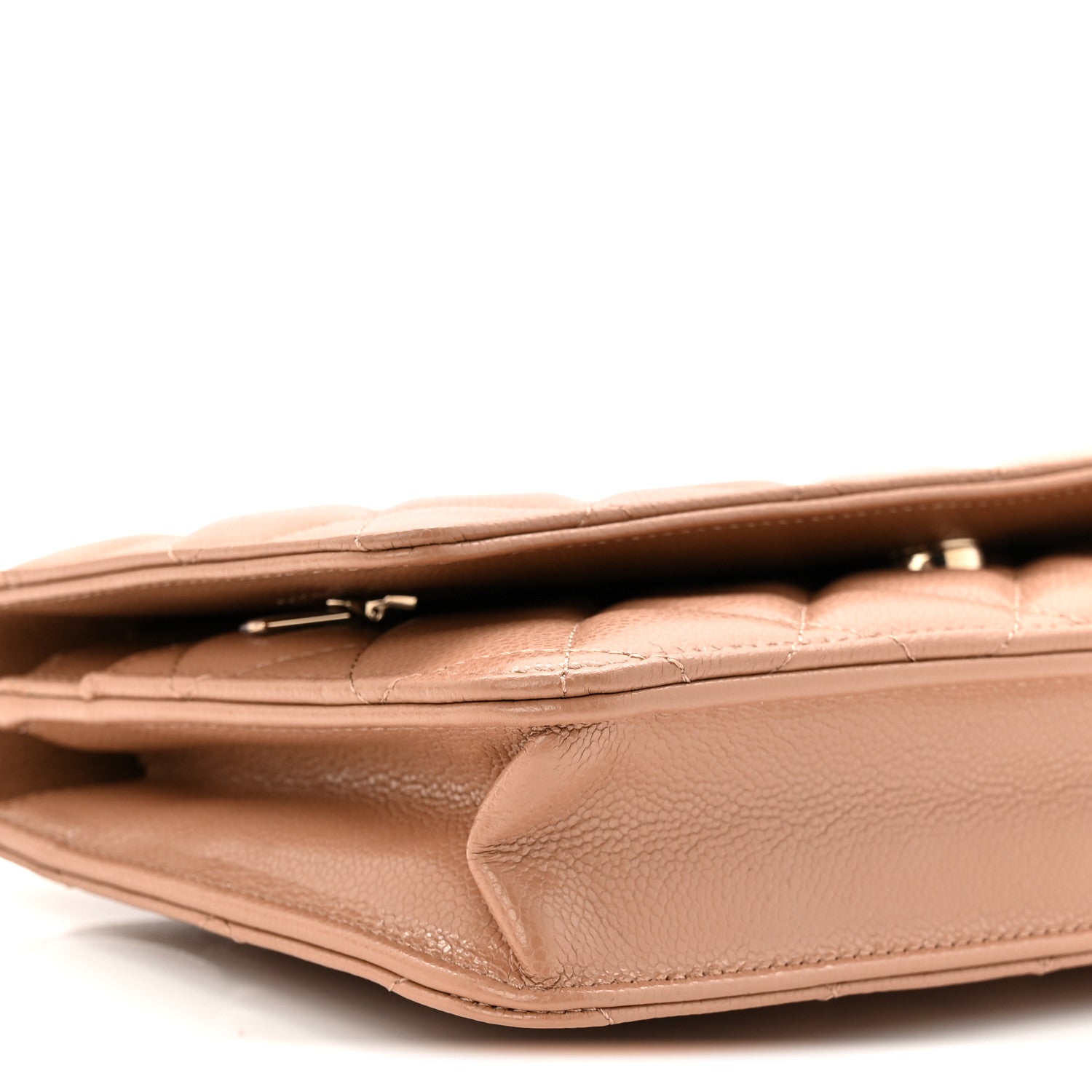Caviar Quilted Wallet on Chain WOC Dark Beige