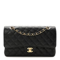 Caviar Quilted Medium Double Flap Black