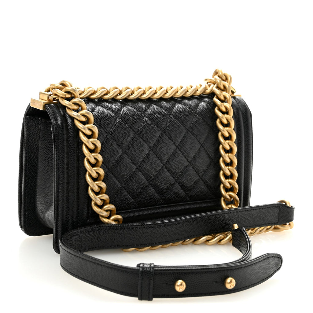 Caviar Quilted Small Boy Flap Black