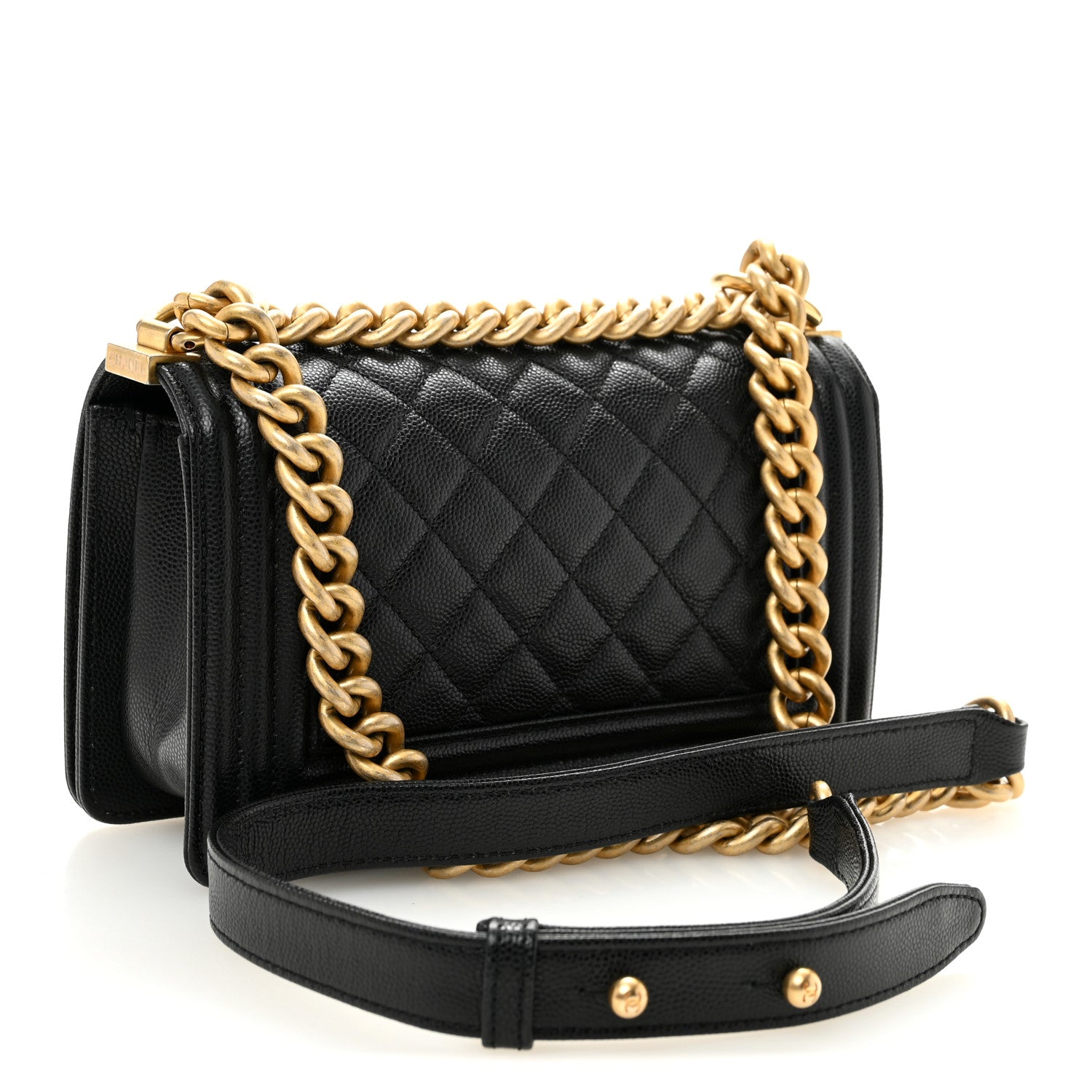 Caviar Quilted Small Boy Flap Black