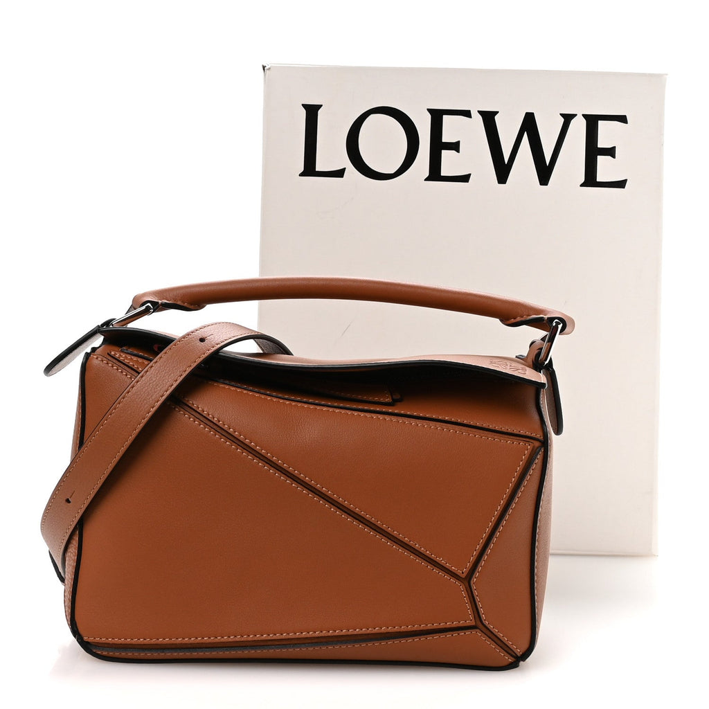 Calfskin Small Puzzle Edge Bag Tan