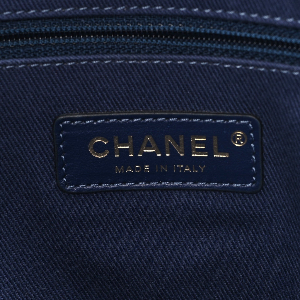 Mixed Fibers Striped Small Deauville Tote Navy Blue