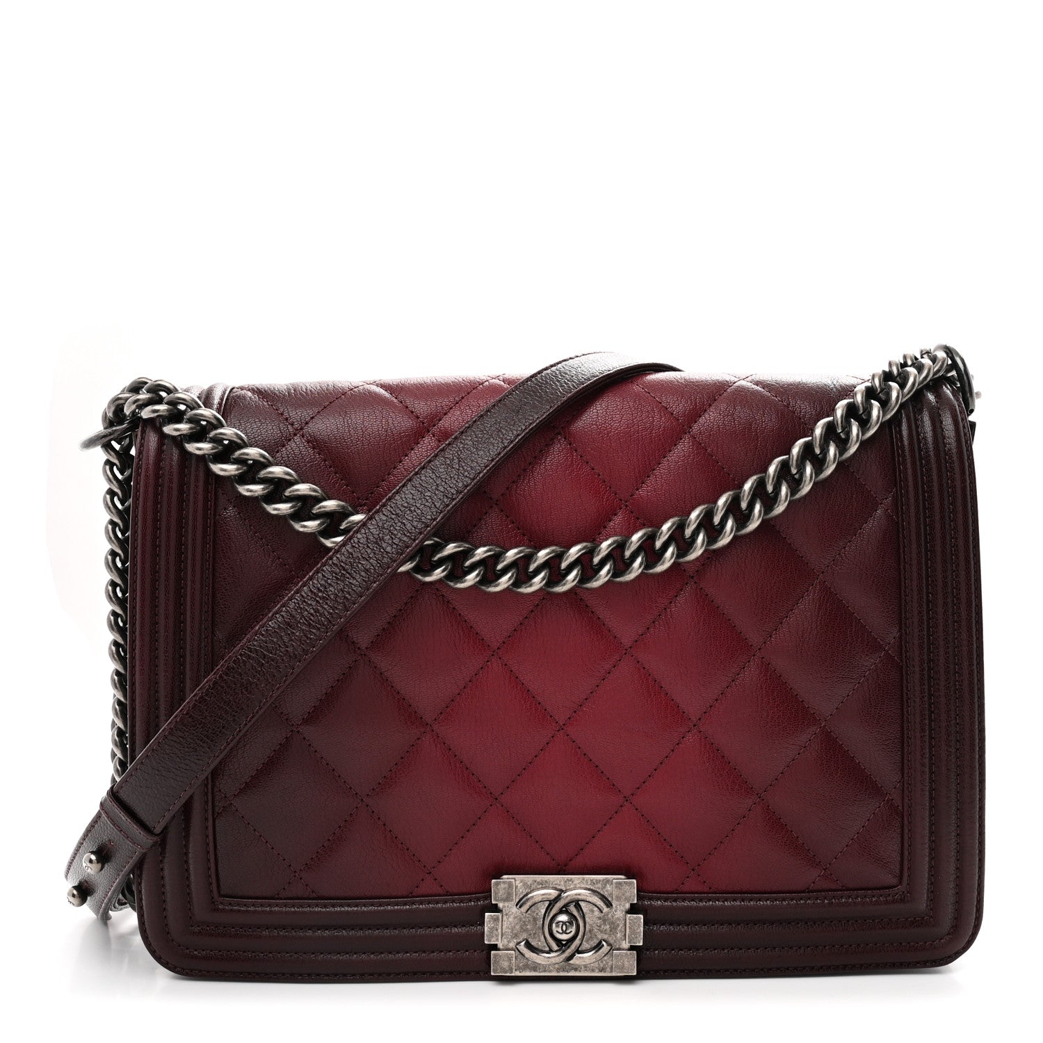 Goatskin Ombre Faded Quilted New Medium Boy Flap Burgundy