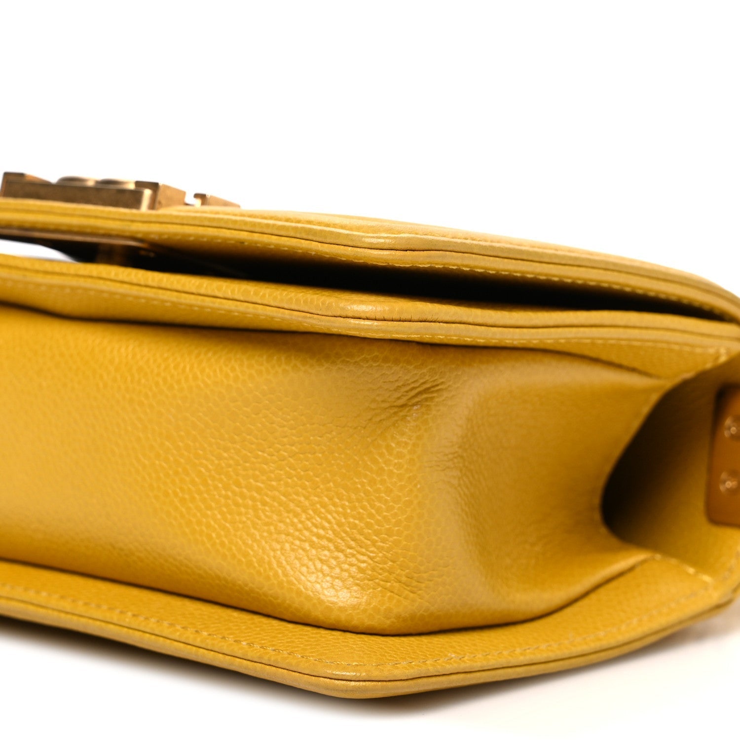Caviar Quilted Mini Boy Flap Yellow