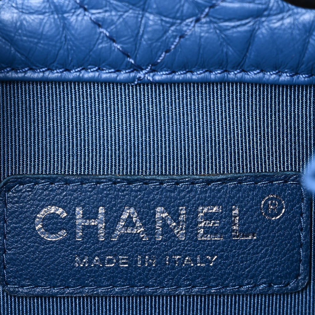 Aged Calfskin Quilted Small Gabrielle Backpack Blue