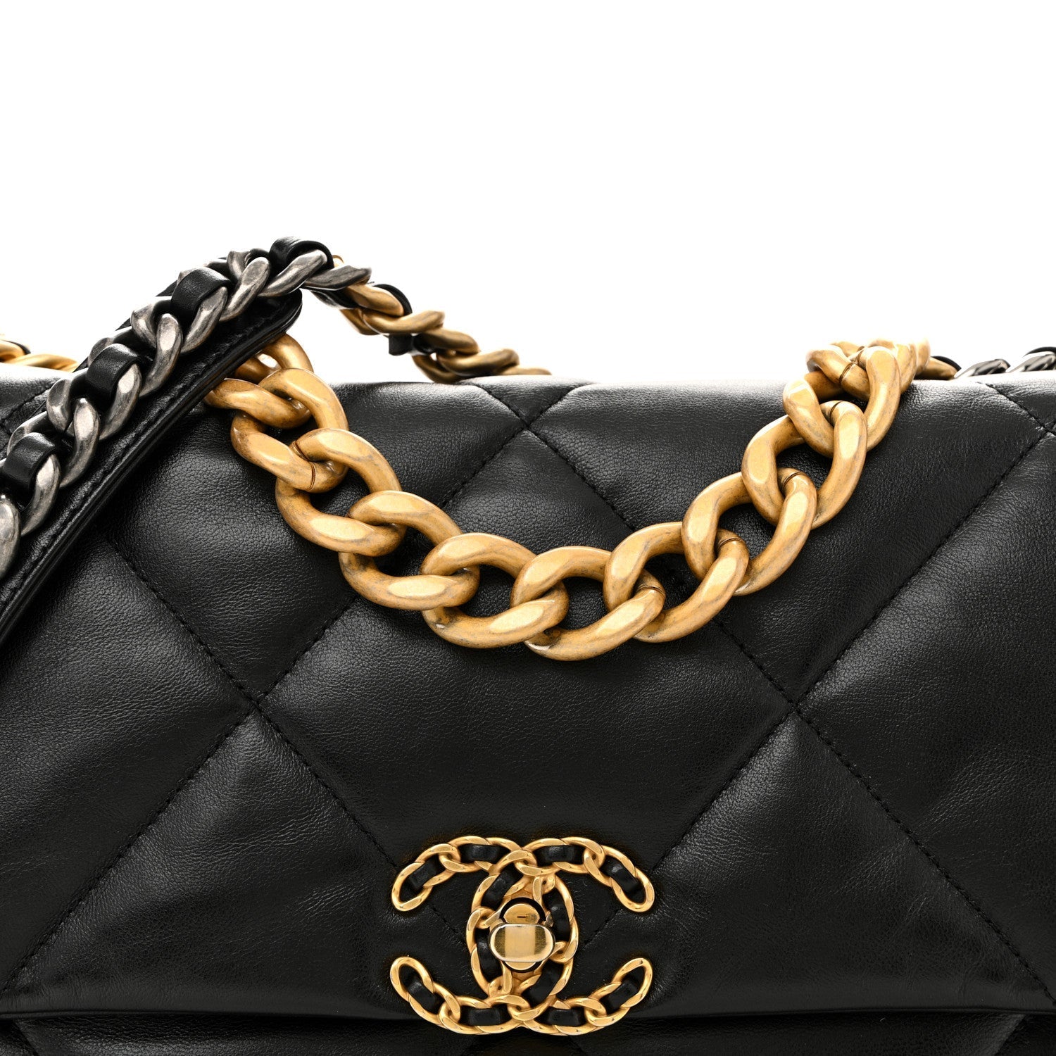 Lambskin Quilted Large Chanel 19 Flap Black