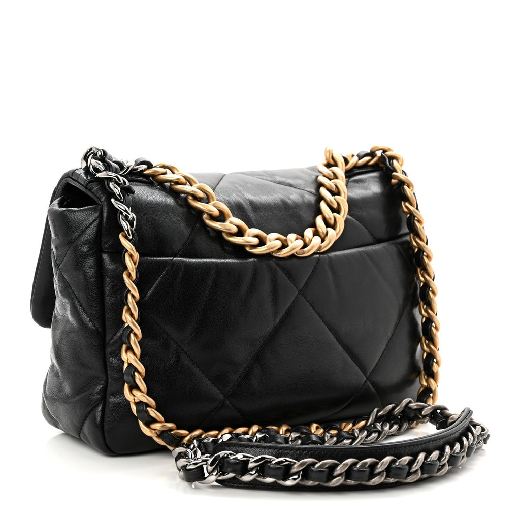 Goatskin Quilted Medium Chanel 19 Flap Black