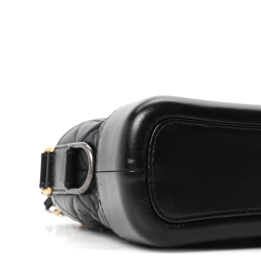 Aged Calfskin Quilted Small Gabrielle Hobo Black