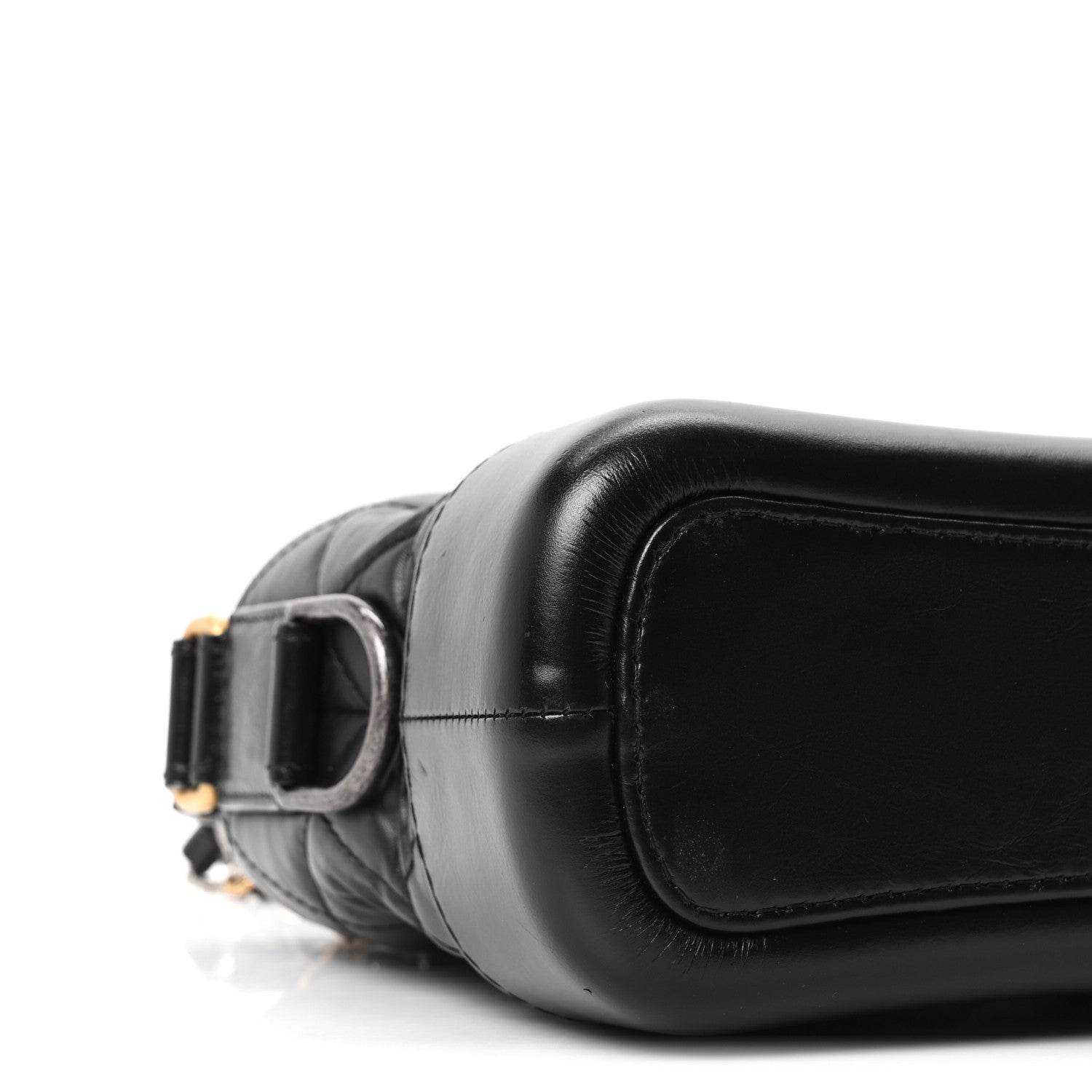 Aged Calfskin Quilted Small Gabrielle Hobo Black