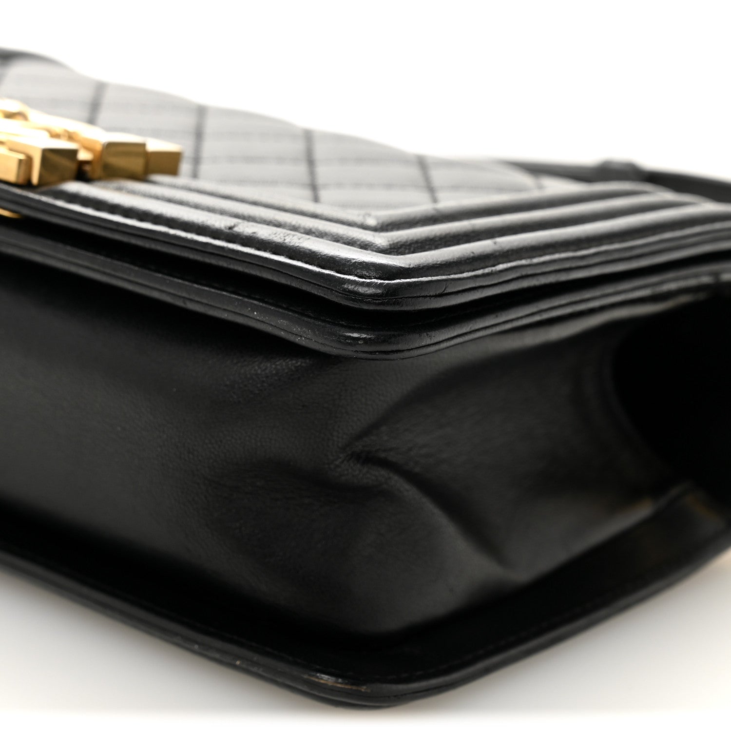 Lambskin Quilted Small Boy Flap Black