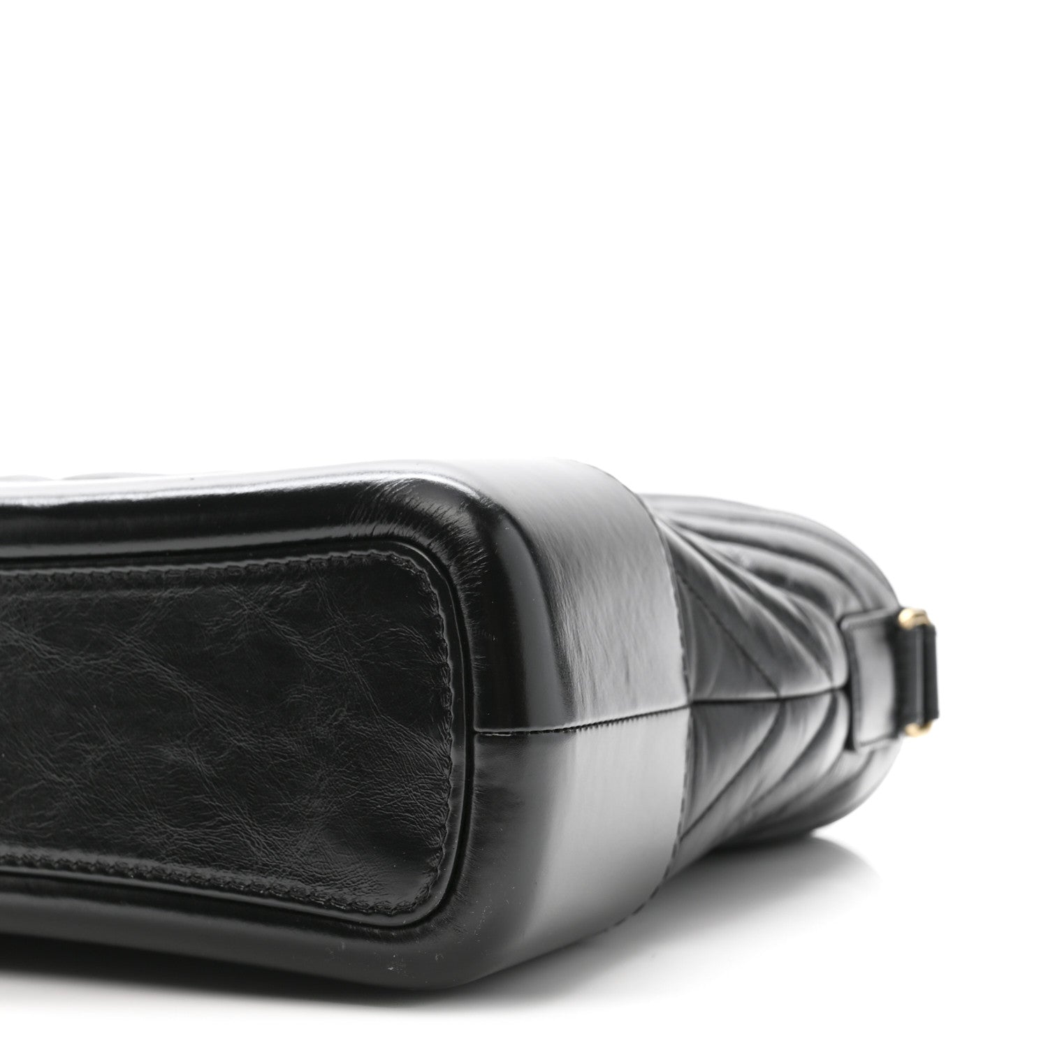 Aged Calfskin Chevron Quilted Medium Gabrielle Hobo Black