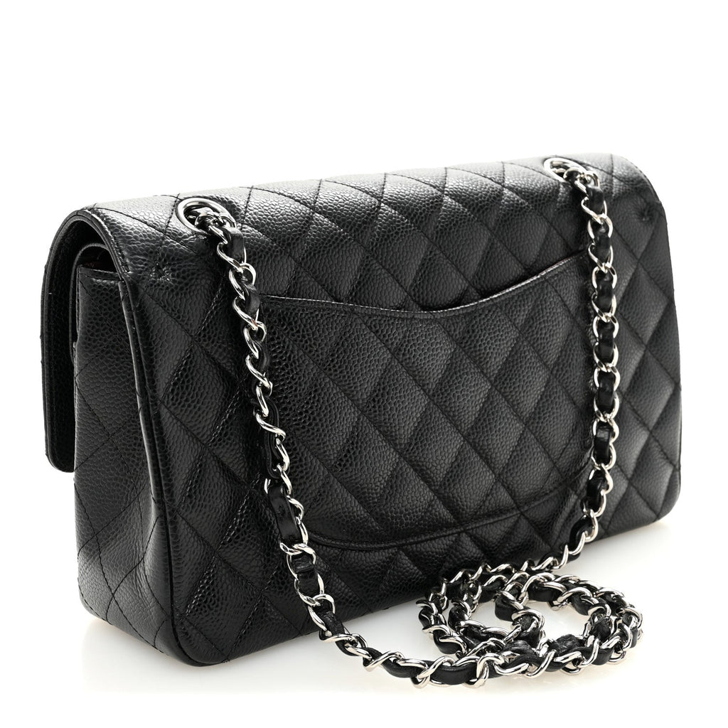Caviar Quilted Medium Double Flap Black