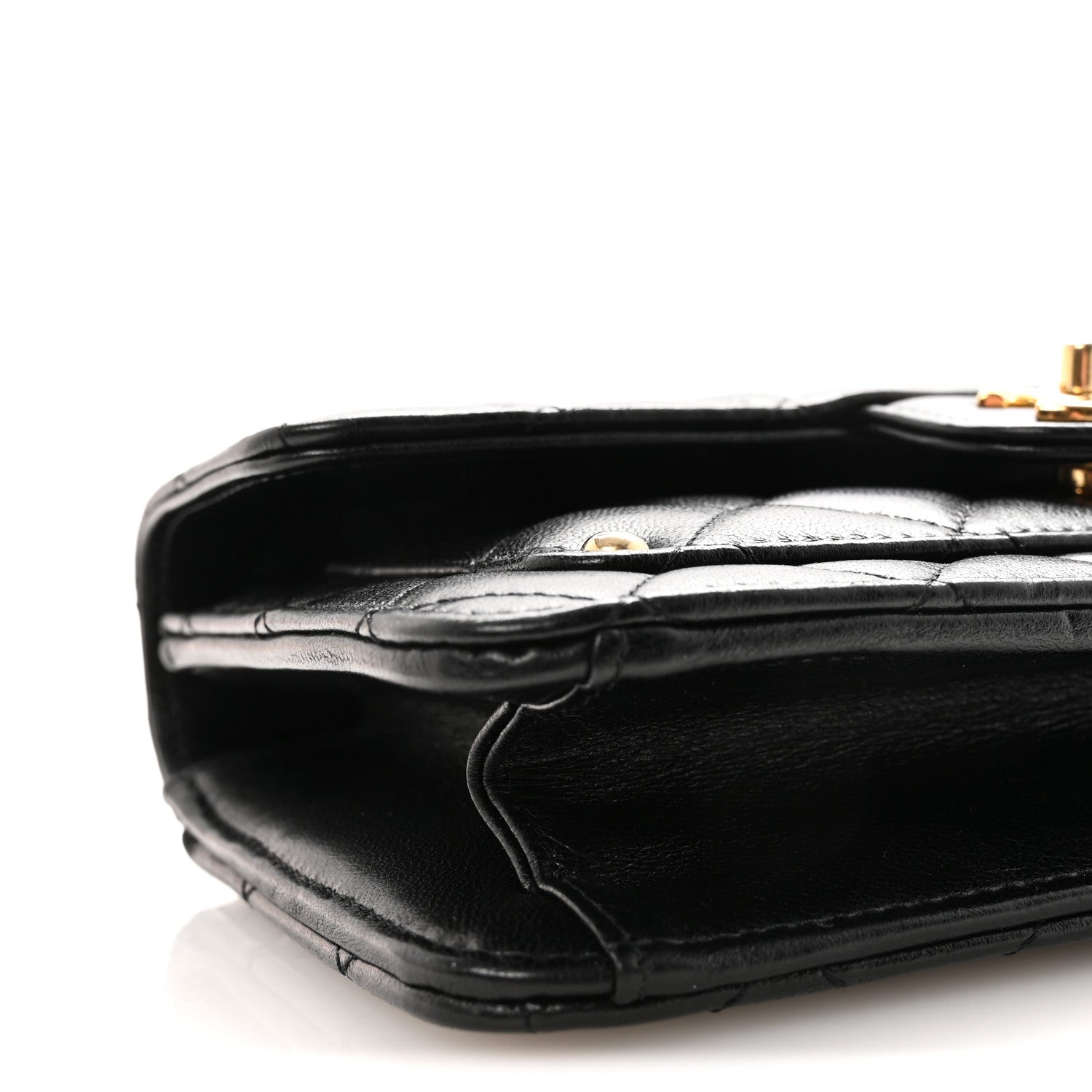 Lambskin Quilted Preppy Satchel Wallet On Chain WOC Black