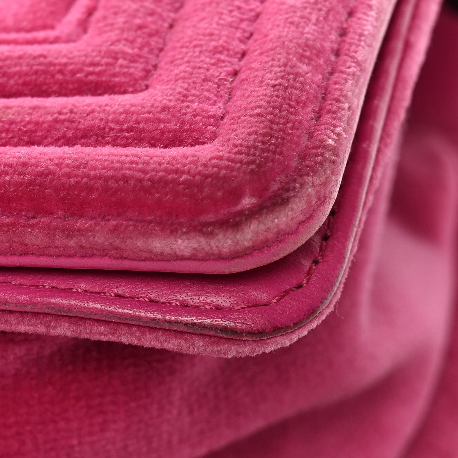 Velvet Quilted Small Boy Flap Fuchsia