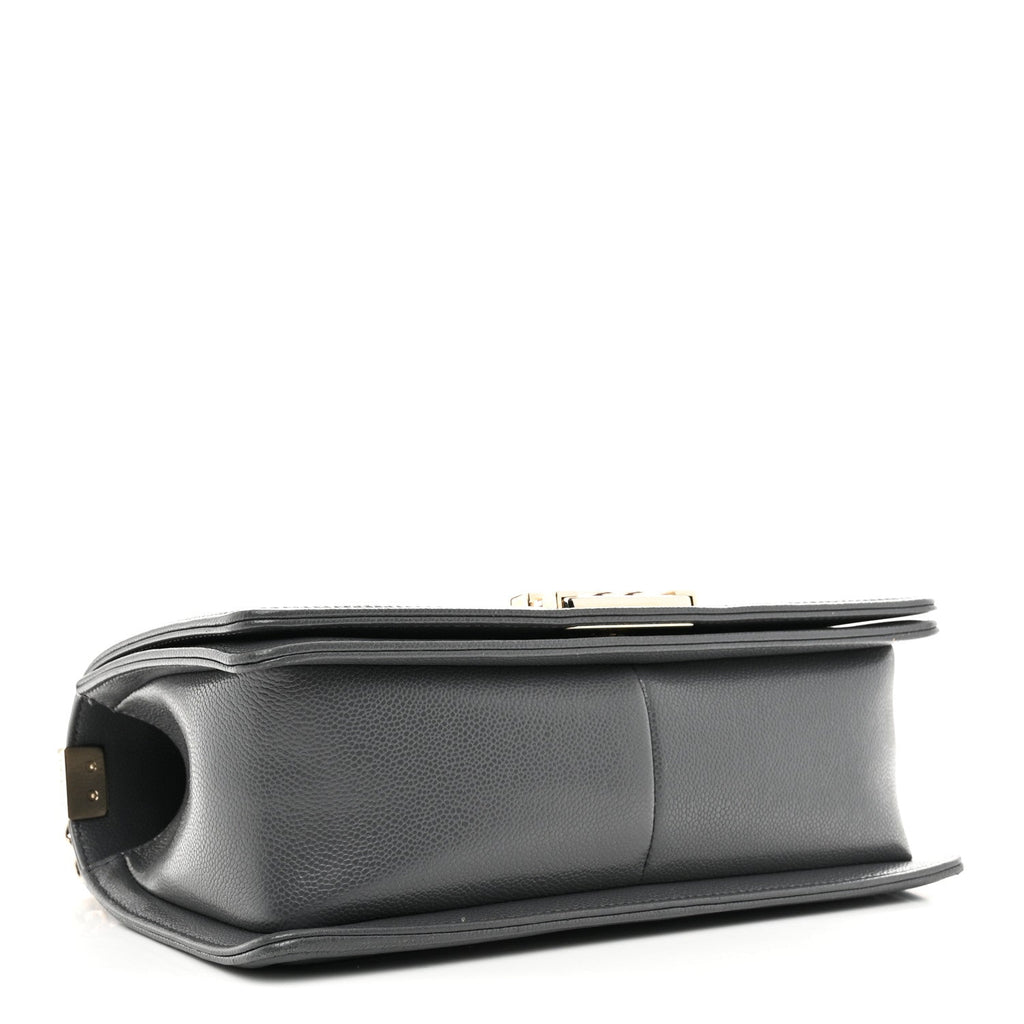 Caviar Quilted Medium Boy Flap Dark Grey