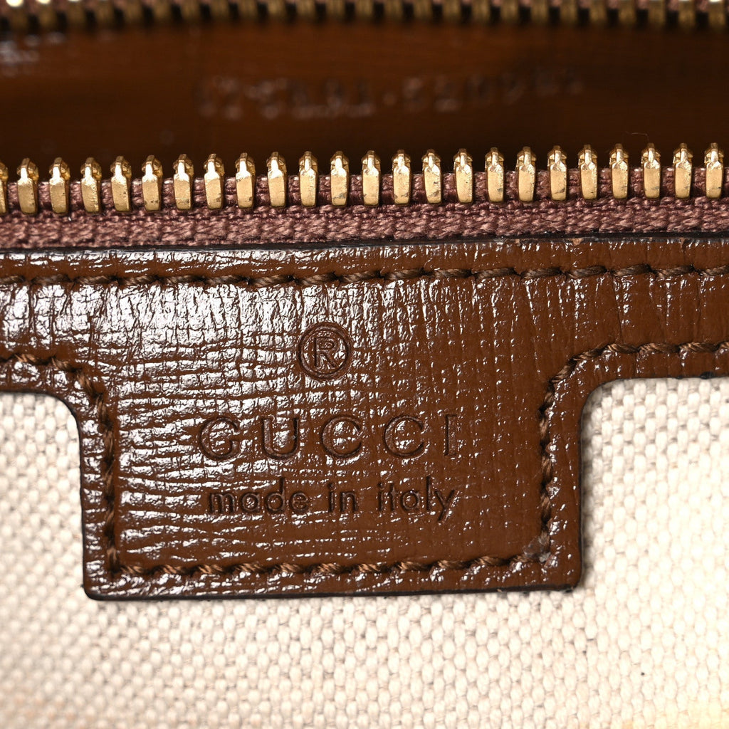 GG Supreme Monogram Azalea Calfskin Retro Interlocking G Messenger Shoulder Bag Beige Ebony Brown Sugar