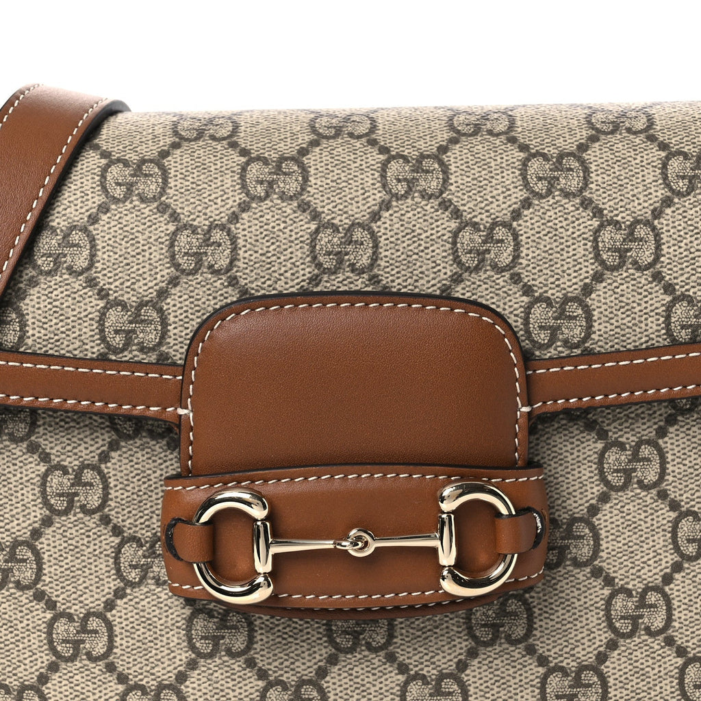 GG Supreme Monogram Duomo Lux Horsebit 1955 Soft Small Shoulder Bag Beige Ebony Sundial