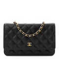 Caviar Quilted Wallet on Chain WOC Black
