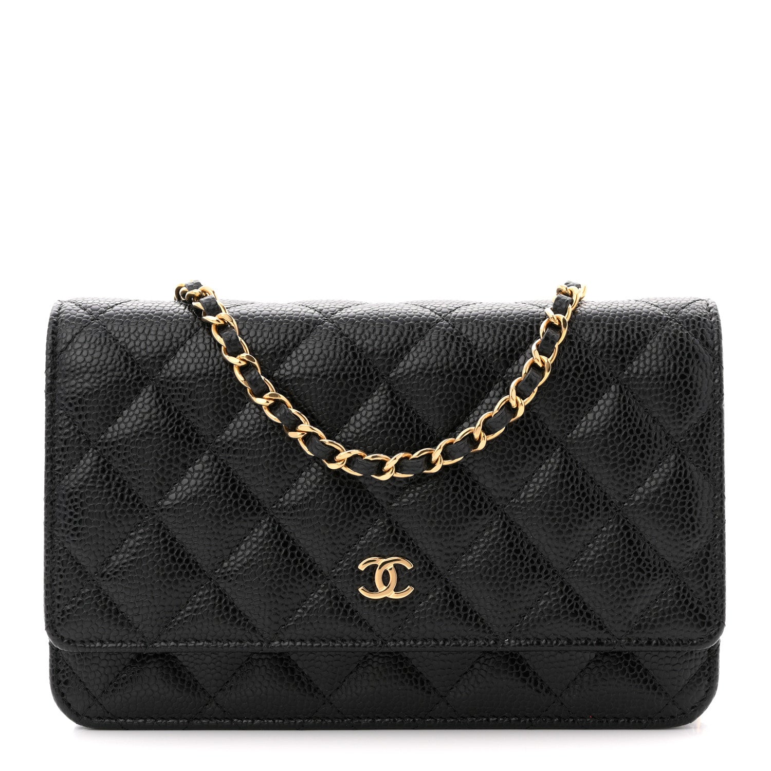 Caviar Quilted Wallet on Chain WOC Black