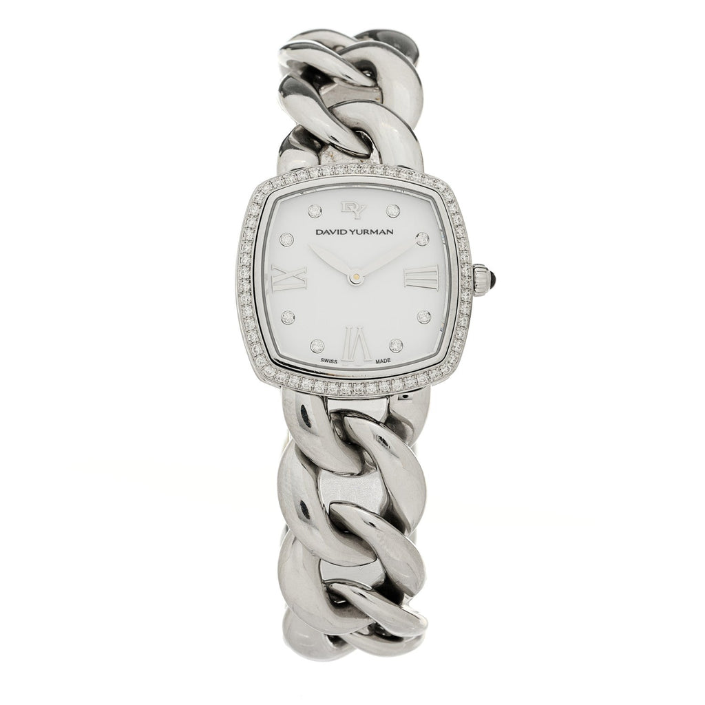 Stainless Steel Diamond Bezel 27mm Albion Quartz Watch White