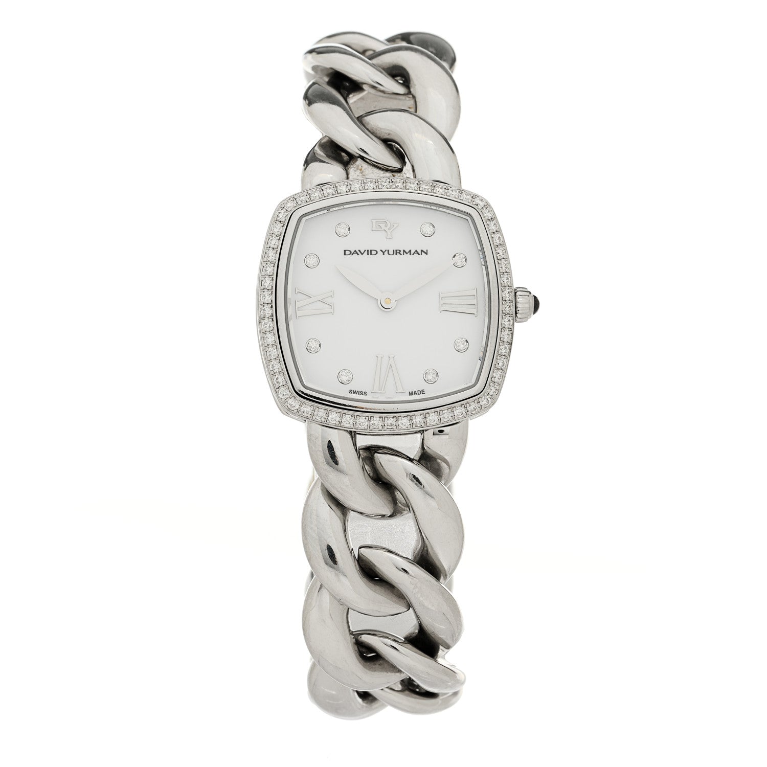 Stainless Steel Diamond Bezel 27mm Albion Quartz Watch White
