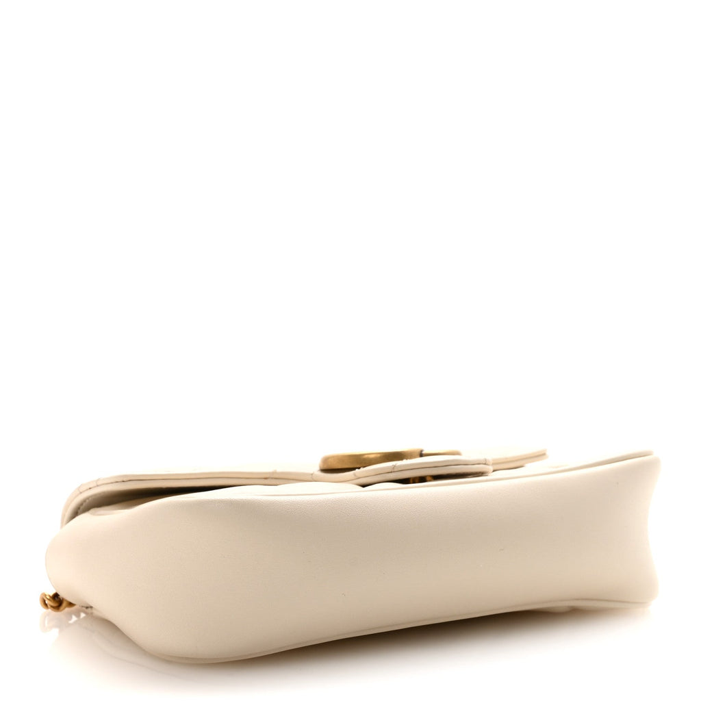 Calfskin Matelasse Super Mini GG Marmont Shoulder Bag White
