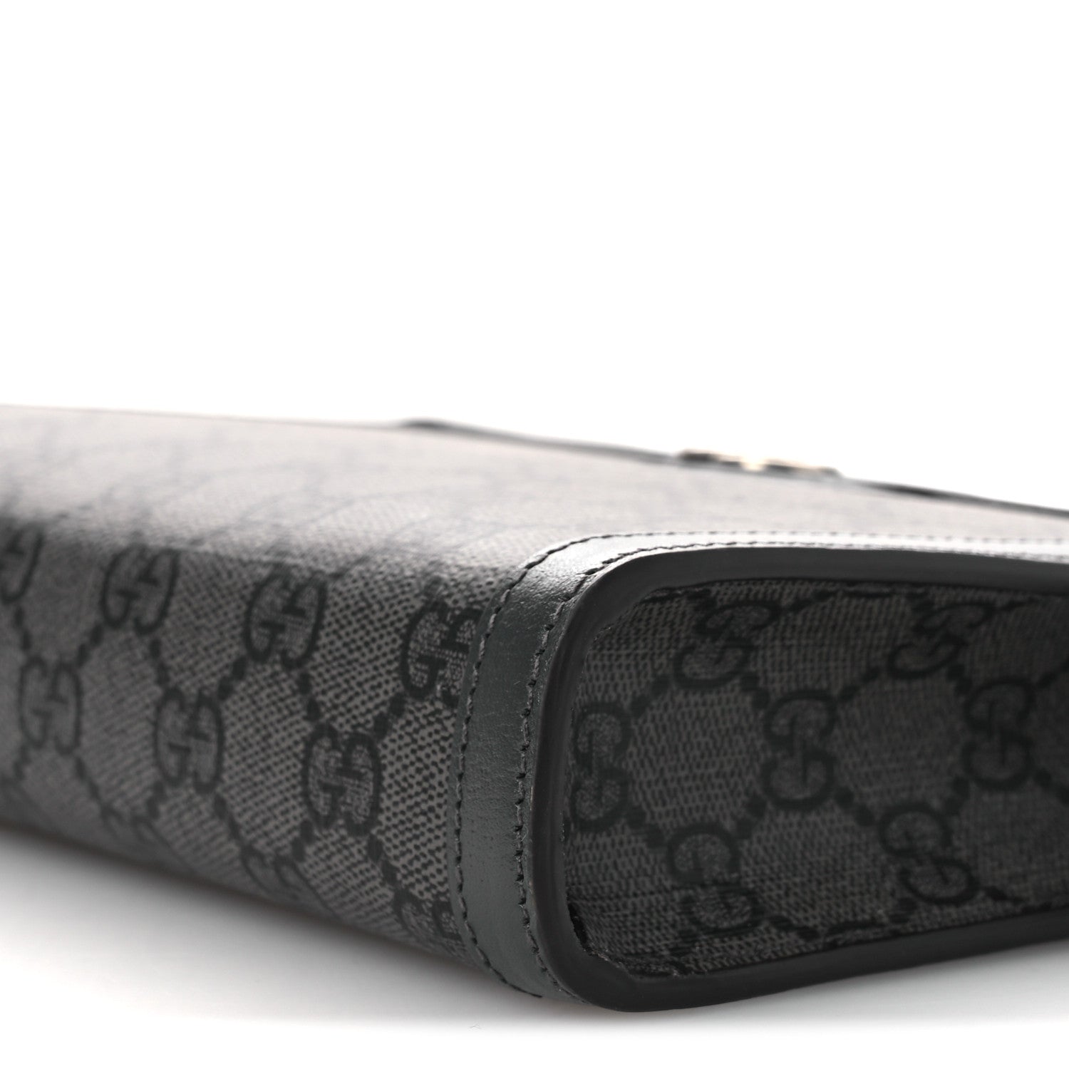 GG Supreme Monogram Textured Dollar Calfskin Web Small Ophidia Shoulder Bag Grey Black Graphite Grey