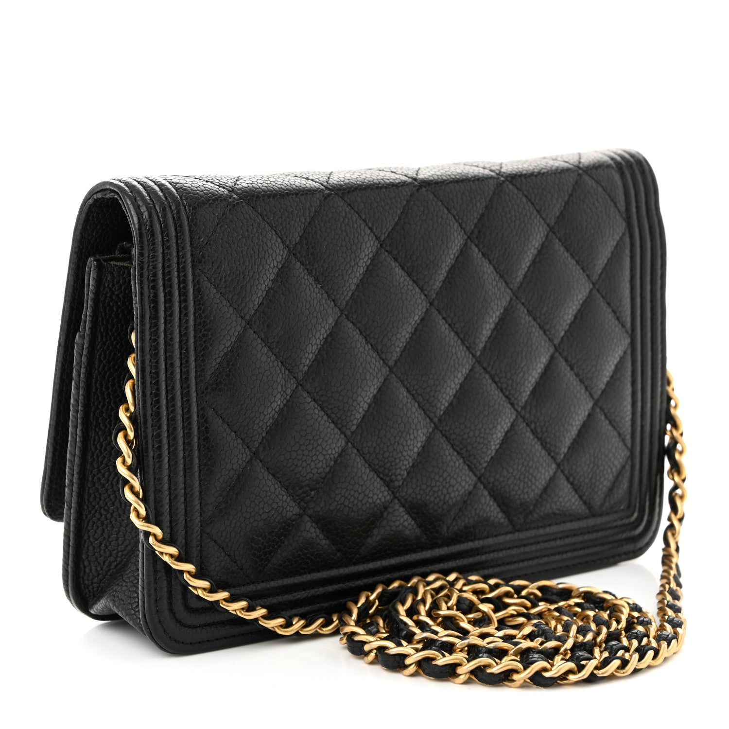 Caviar Quilted Boy Wallet On Chain WOC Black