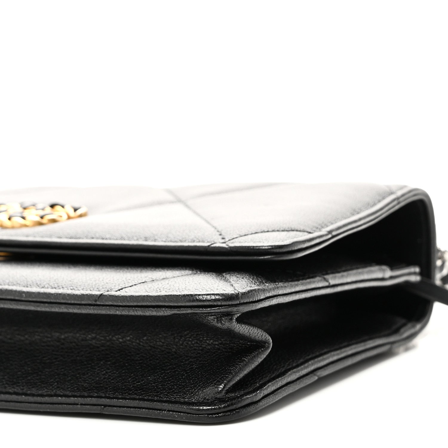 Lambskin Quilted Chanel 19 Wallet On Chain WOC Black