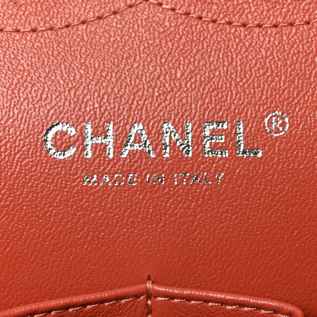 Lambskin Quilted Jumbo Double Flap Orange