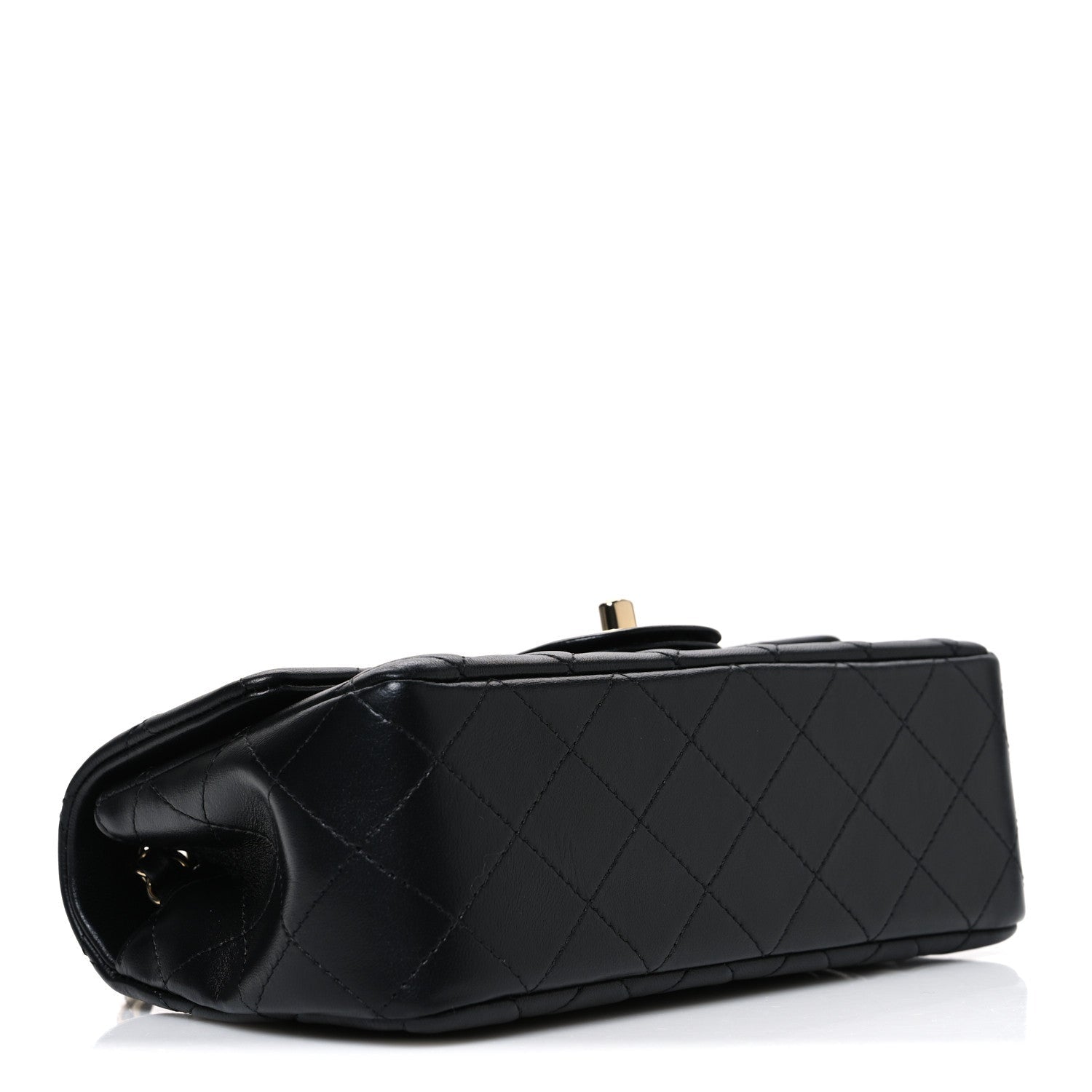 Lambskin Quilted Mini Rectangular Flap Black