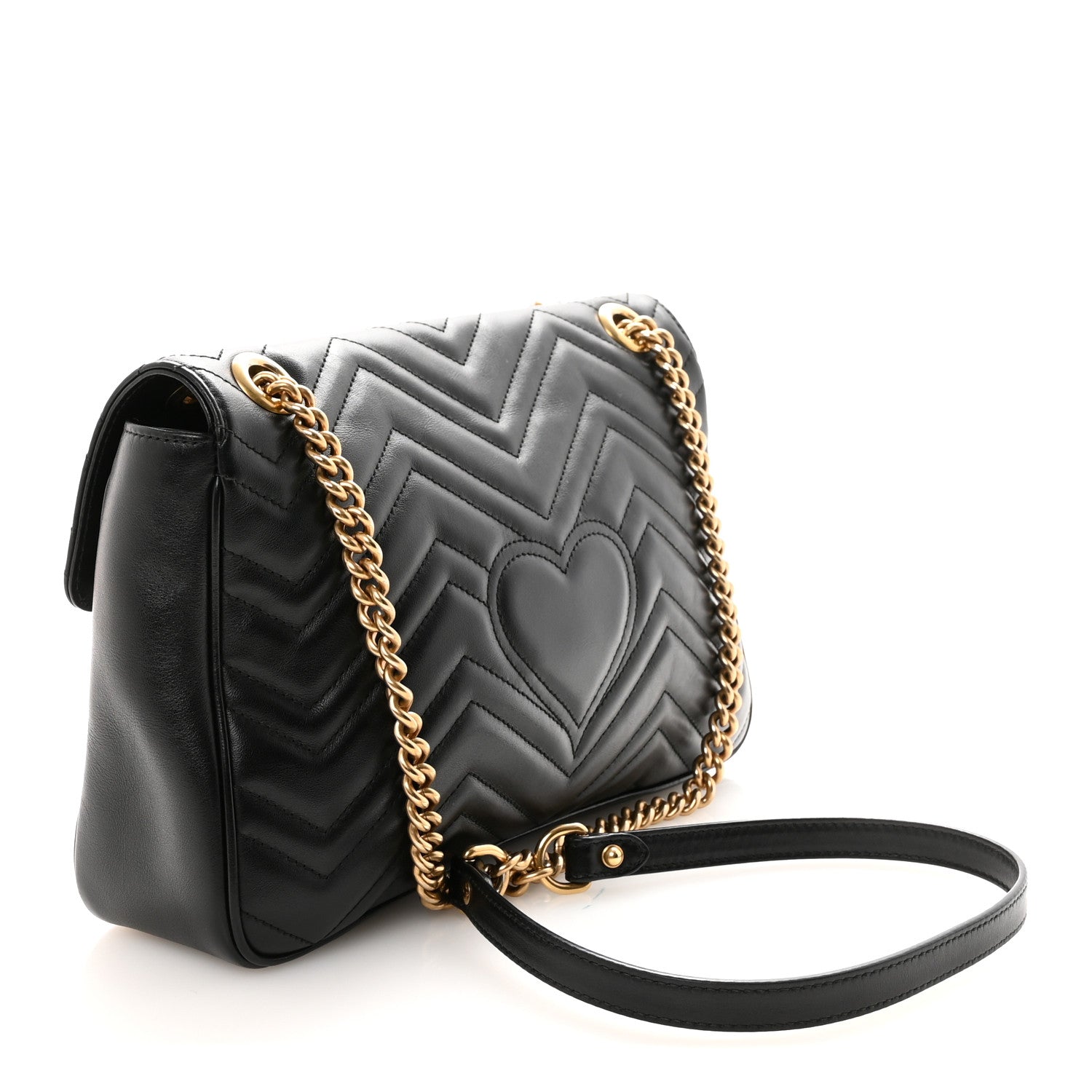 Calfskin Matelasse Medium GG Marmont Shoulder Bag Black