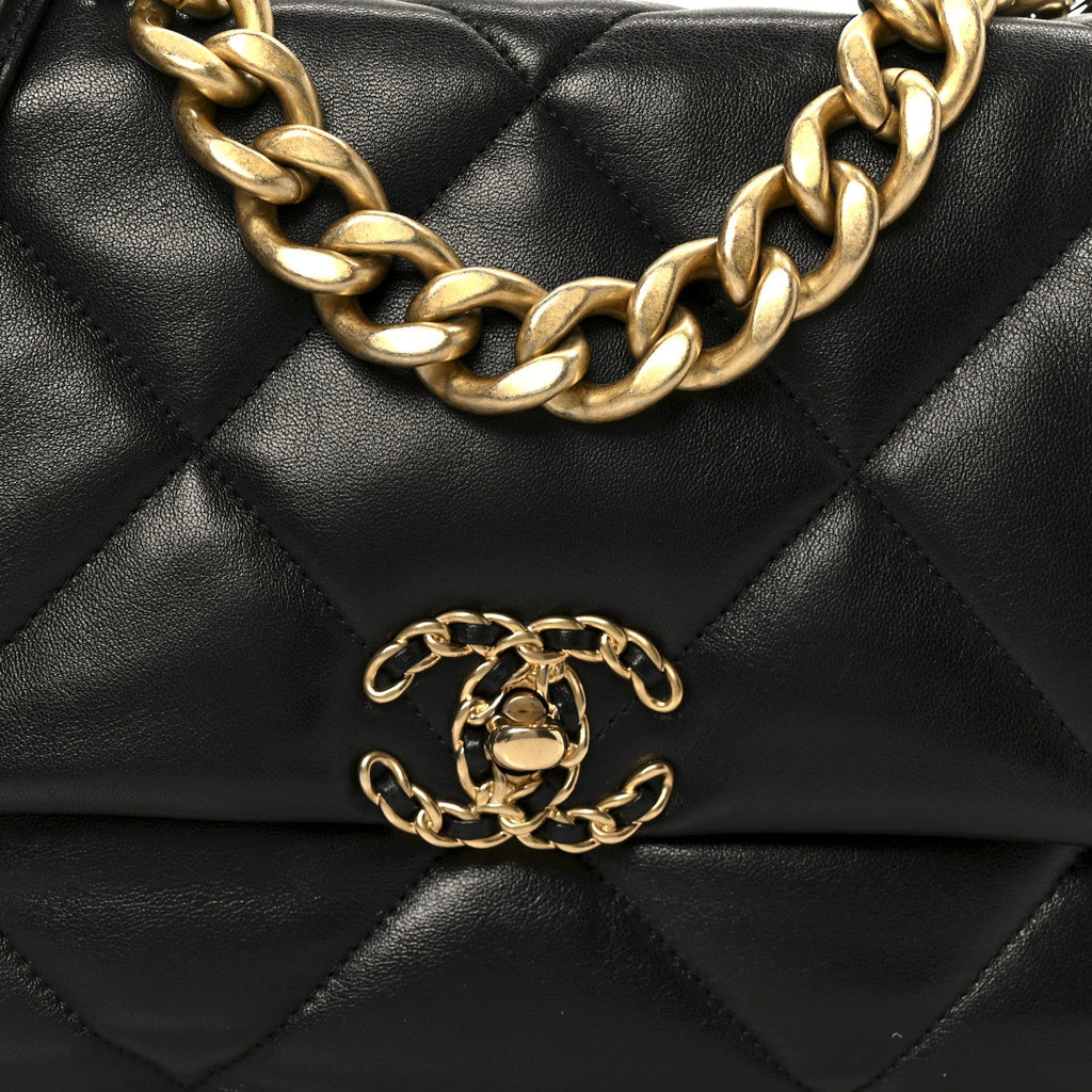 Lambskin Quilted Large Chanel 19 Flap Black