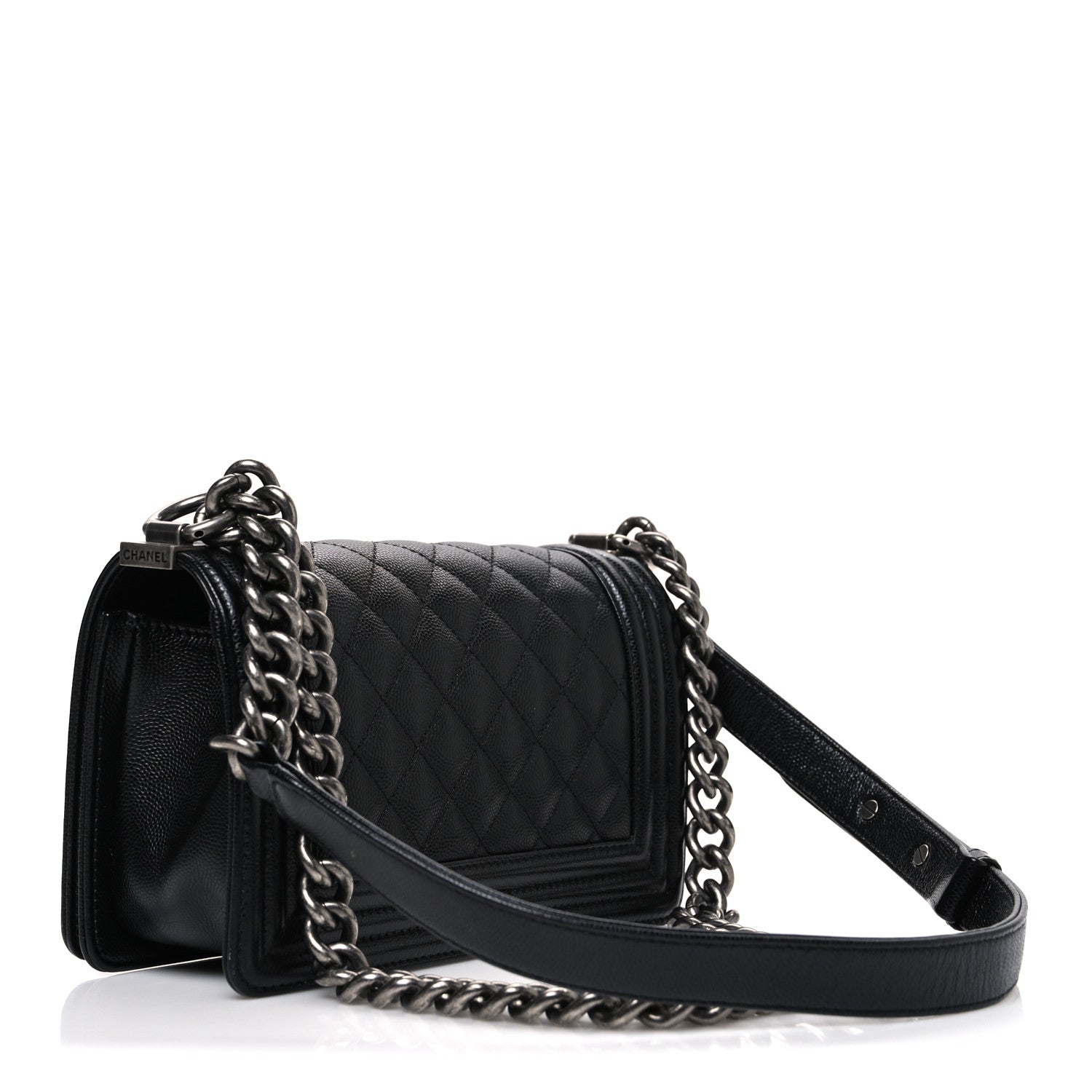 Caviar Quilted Small Boy Flap Black