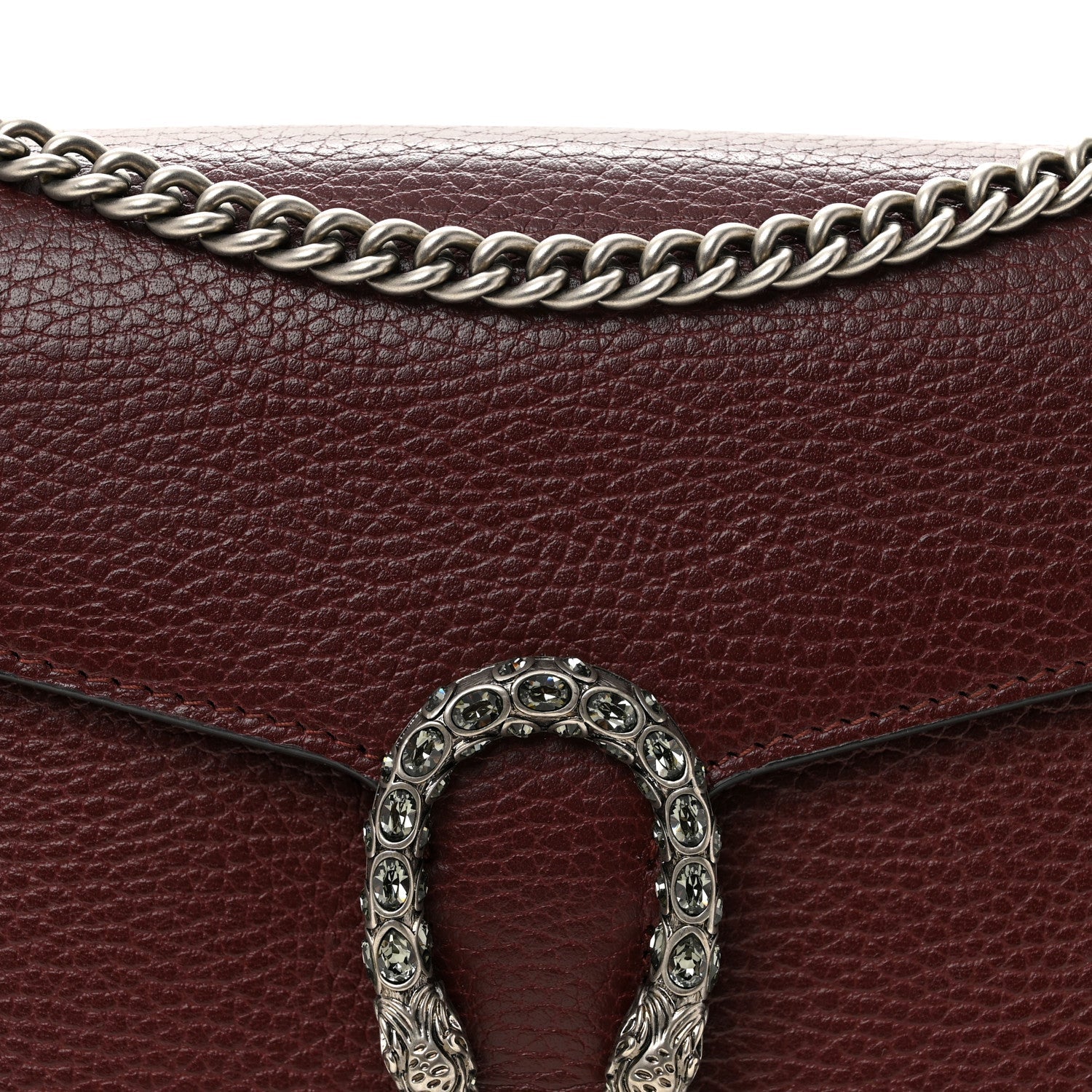 Dollar Calfskin Crystal Mini Dionysus Chain Wallet Vintage Bordeaux