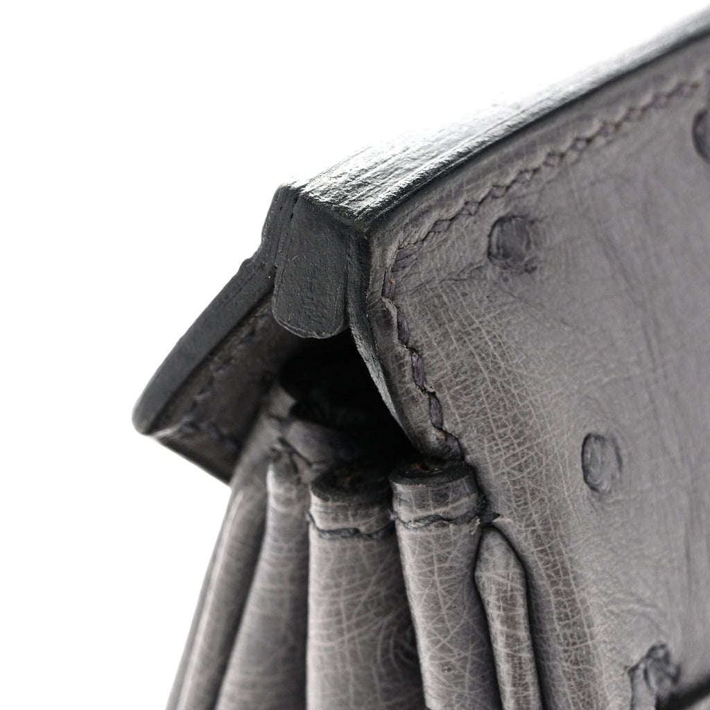 Ostrich Birkin 25 Gris Agate