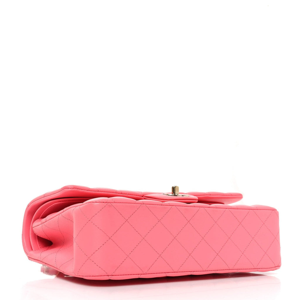 Lambskin Quilted Medium Double Flap Pink