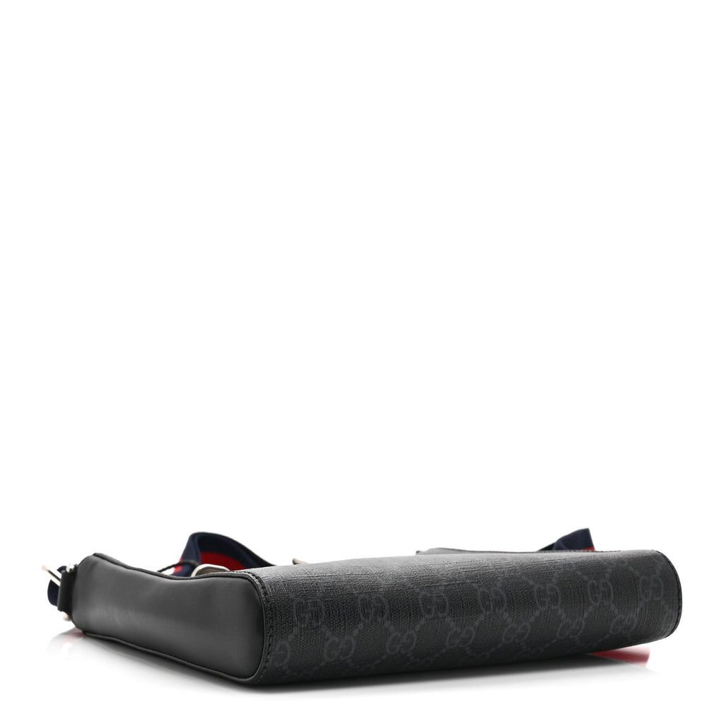 GG Supreme Monogram Web Small Flat Messenger Bag Black Grey