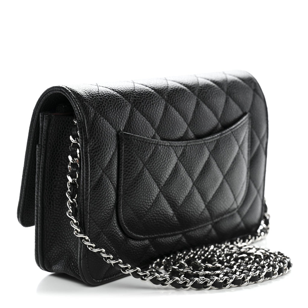 Caviar Quilted Wallet on Chain WOC Black