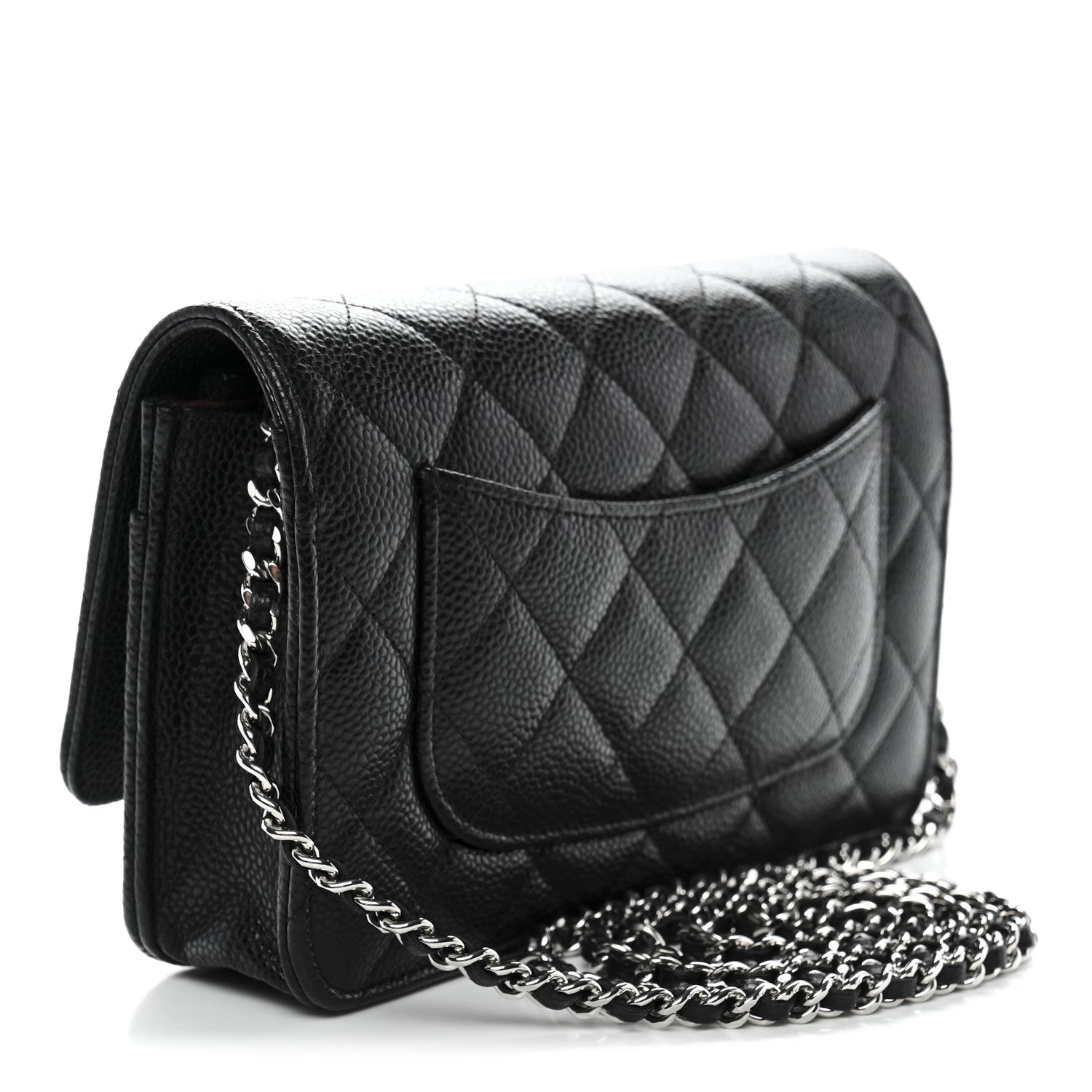 Caviar Quilted Wallet on Chain WOC Black