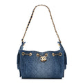 Washed Denim Quilted Mini Chanel 25 Handbag Blue