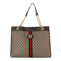GG Supreme Monogram Large Rajah Chain Tote Beige New Acero