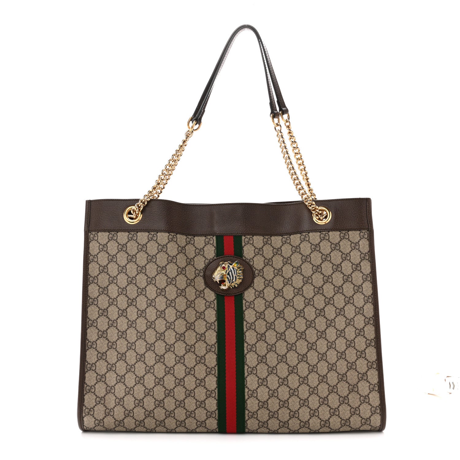 GG Supreme Monogram Large Rajah Chain Tote Beige New Acero