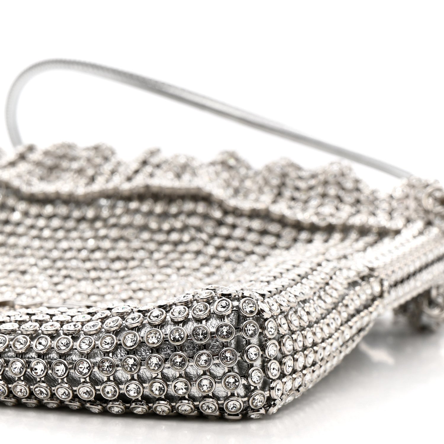 Crystal Embellished Metallic Lambskin Mini Chanel 22 Silver