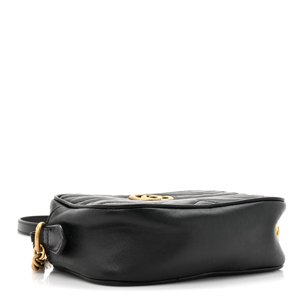 Calfskin Matelasse Mini GG Marmont Chain Shoulder Bag Black
